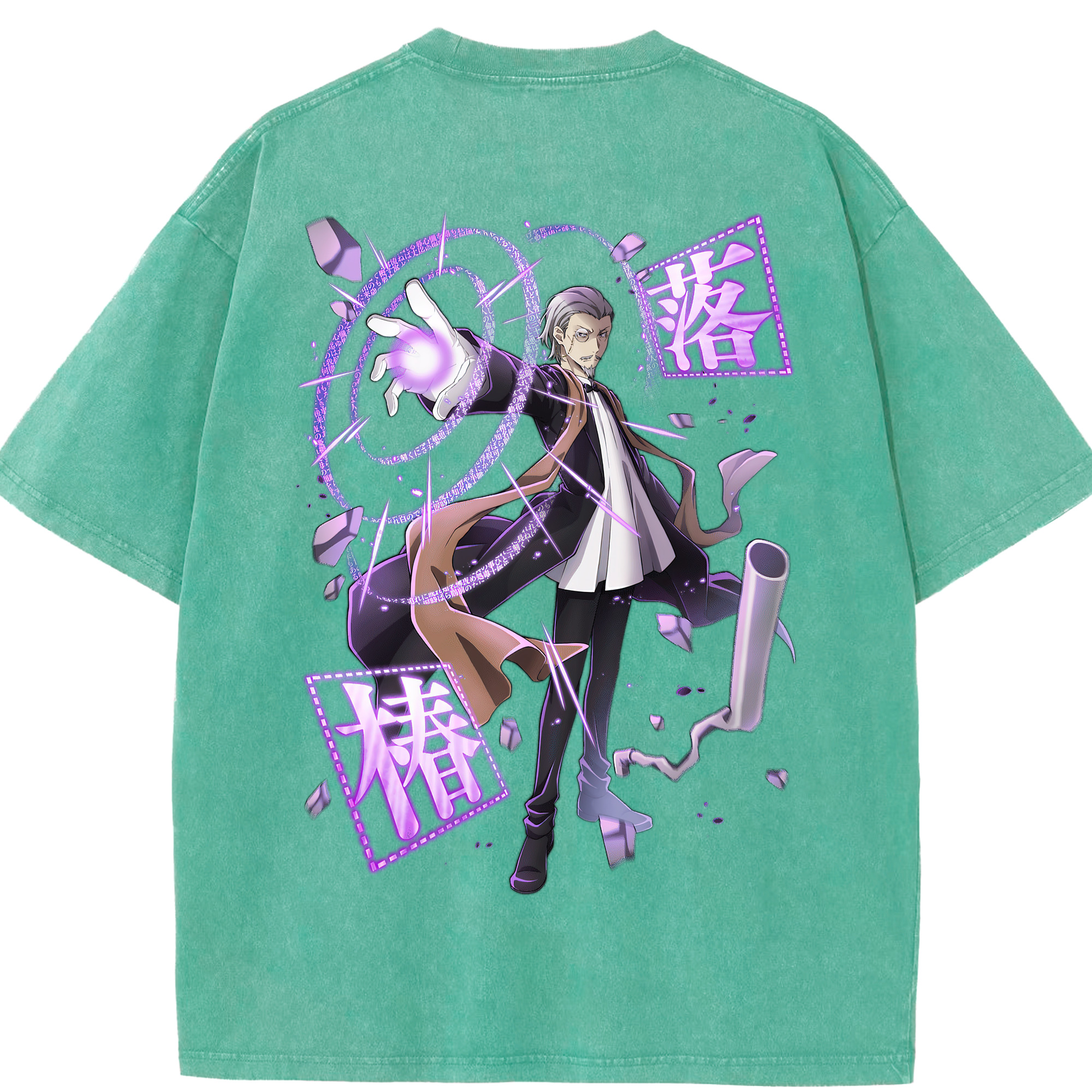 （画像用） 文豪ストレイドッグス Bungo Stray Dogs 綿100% ヴィンテージ風 半袖Tシャツ（背面プリント）